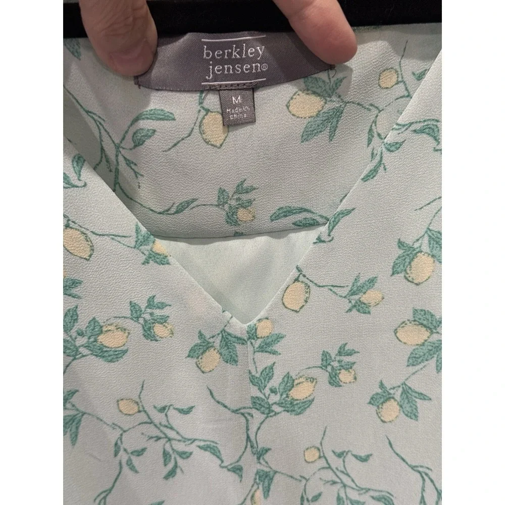 Berkley Jensen‎ Chiffon Dress Lemon Floral Print Cottagecore Soft Girl M